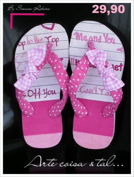 Havaianas costomizadas de Poar rosa com branco