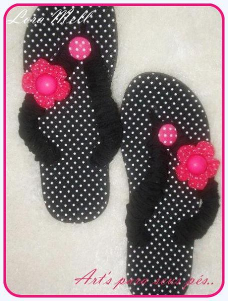 havaianas de poar preto com rosa..